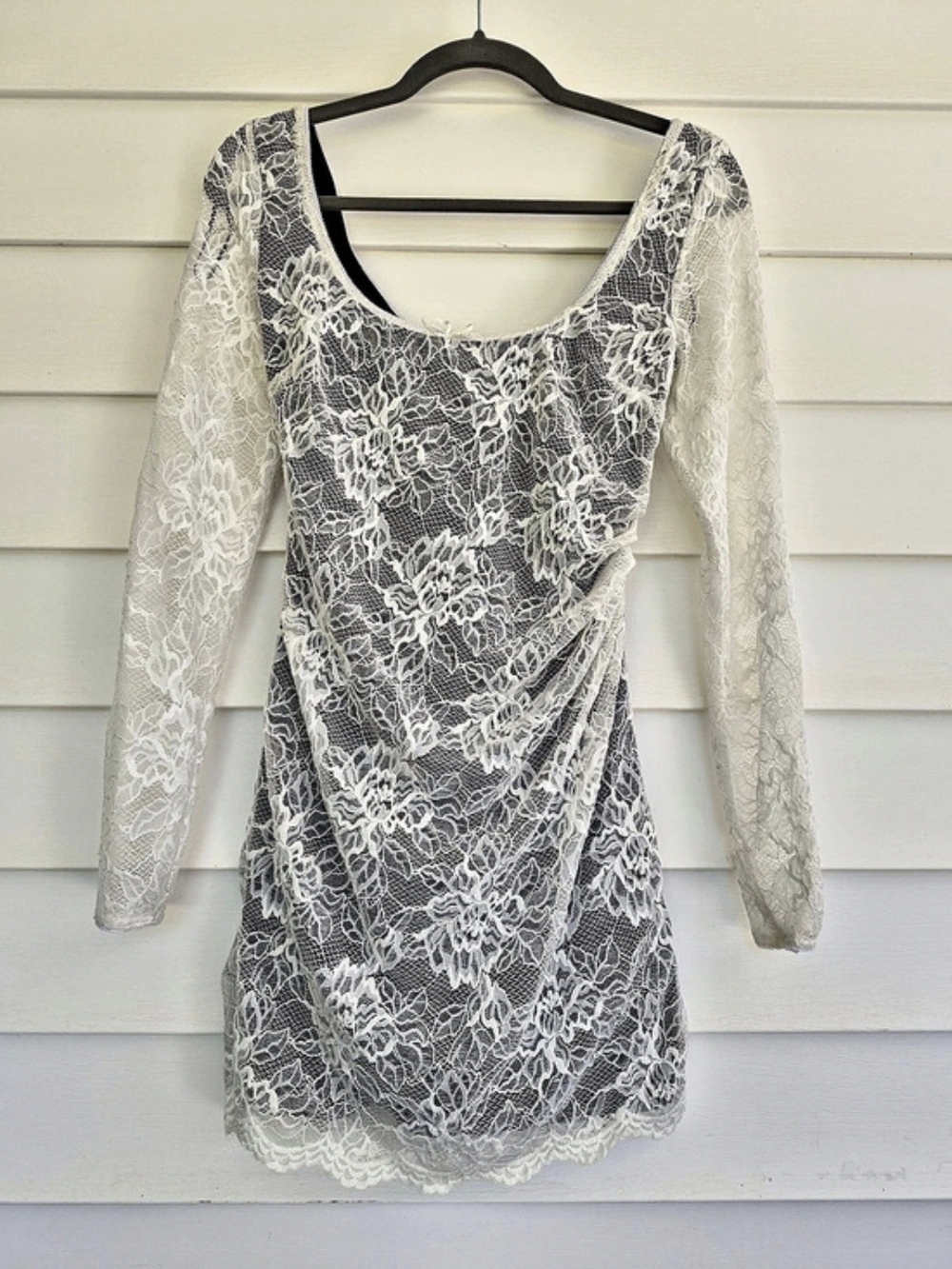 Zara Floral Lace Mini Dress in White & Black NWT